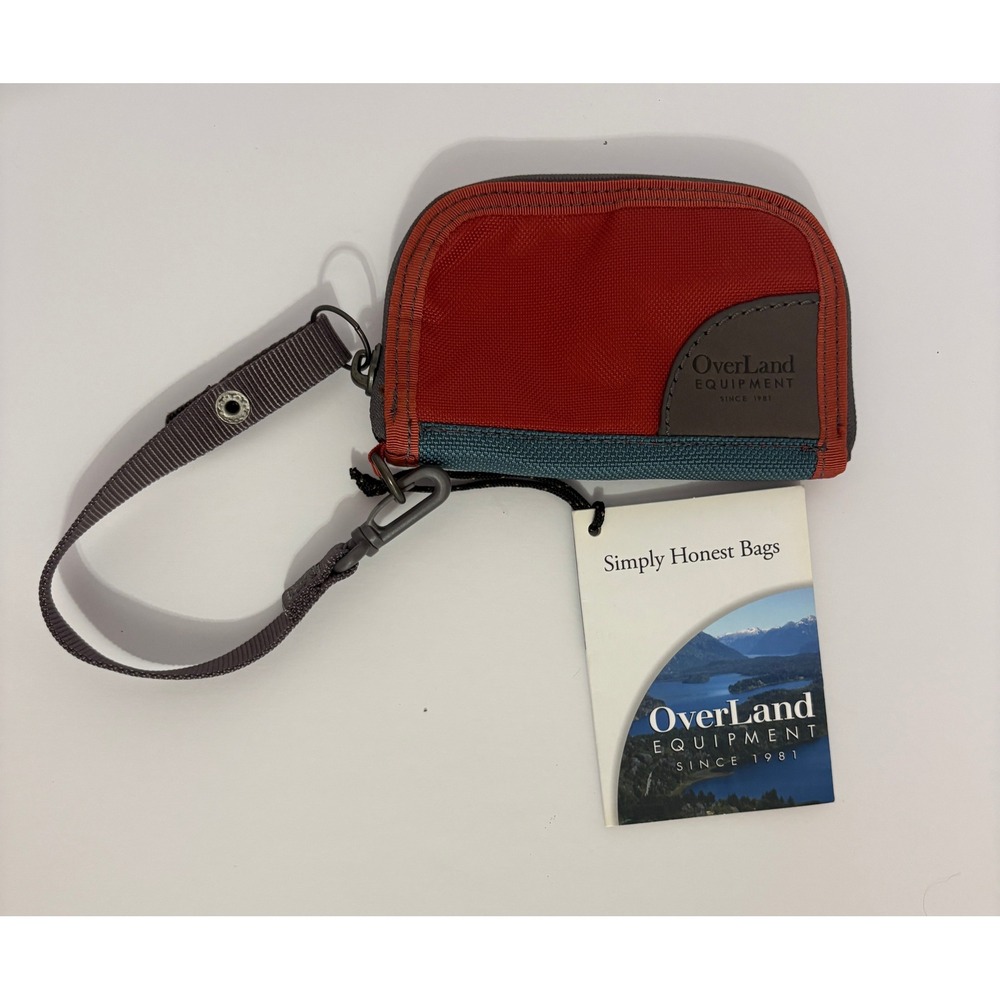 OverLand Equipment Red Teal Nylon Small Zip Wallet Wristlet Hiking Activewear